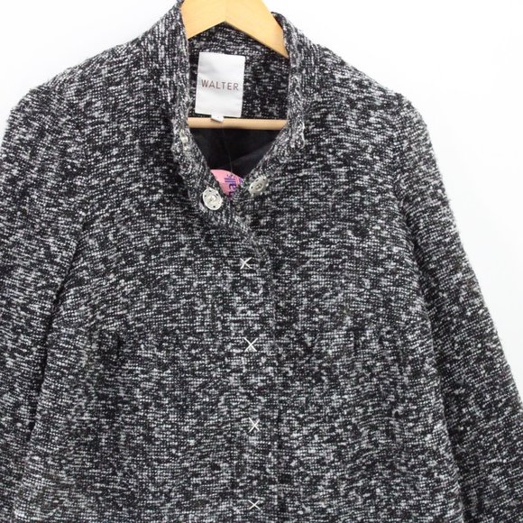 Walter Blazer Jacket Womens Gray Button Front Knit Long Sleeve Lined Size 4 NWT - Picture 2 of 9